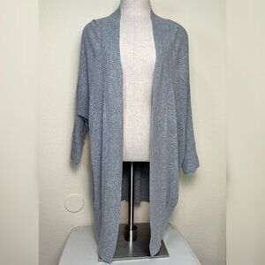 LEO & NICOLE Gray Open Front Lightweight Knit Cardigan Sweater Drape Design Medi